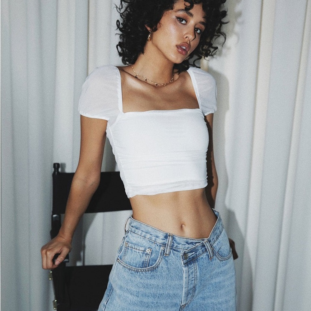 Princess Polly City Lights White Crop Top Size 4!